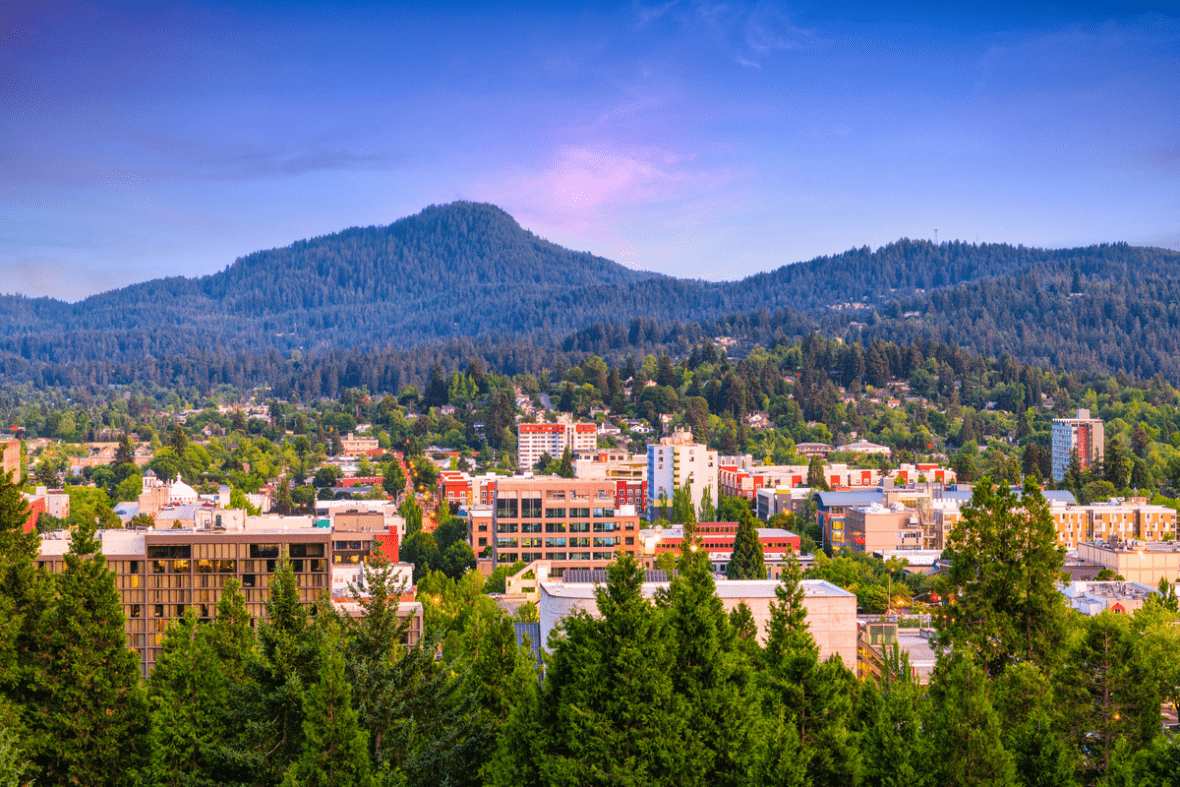One reason to move to Eugene: tree-heavy view from Skinner's Butte