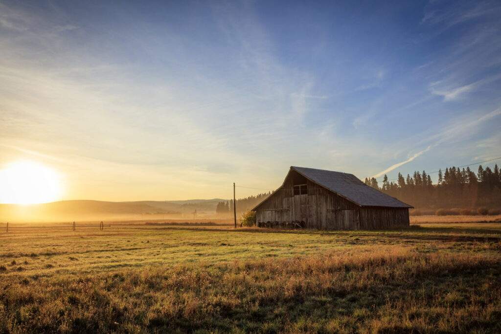 Old barn on farm property in Willamette Valley, Oregon