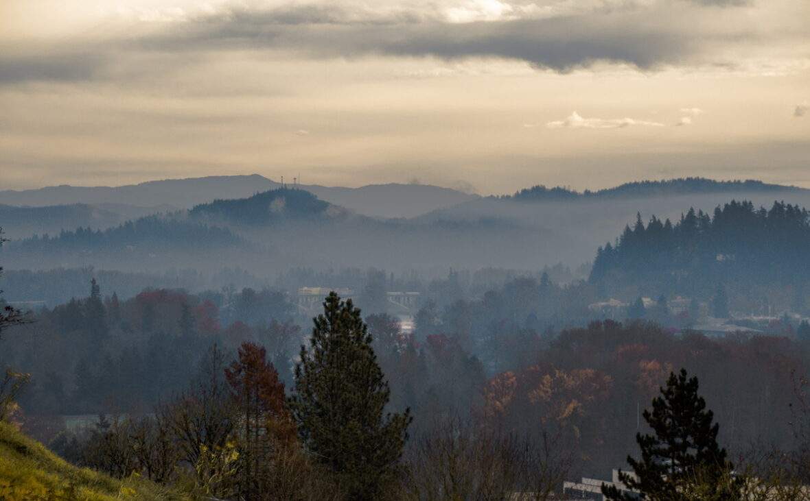 light fog over South Hills in Eugene, Oregon