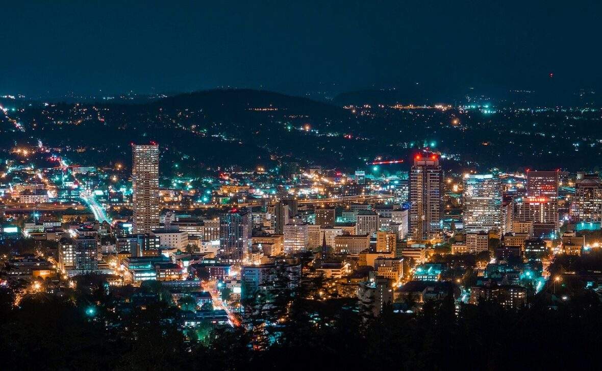 Portland Oregon skyline at night